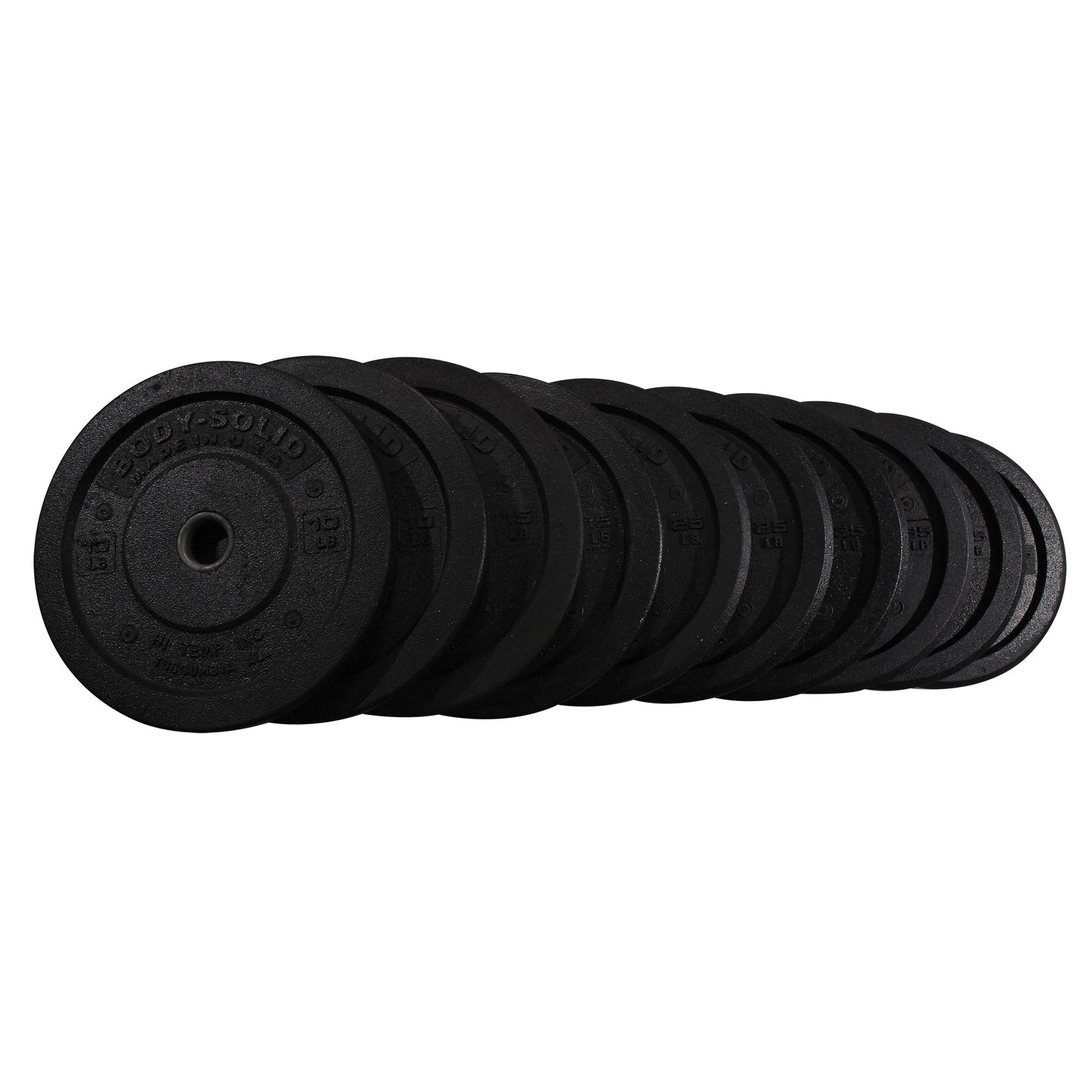 Body-Solid 260lb USA Premium Rubber Bumper Plate Set OBPH260