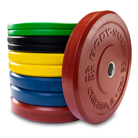 Body-Solid 260lb Chicago Extreme Colored Bumper Plate Set OBPXC260