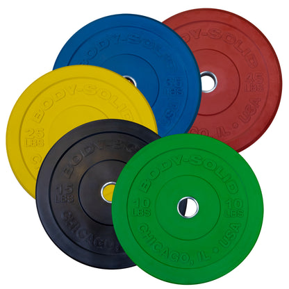 Body-Solid 260lb Chicago Extreme Colored Bumper Plate Set OBPXC260