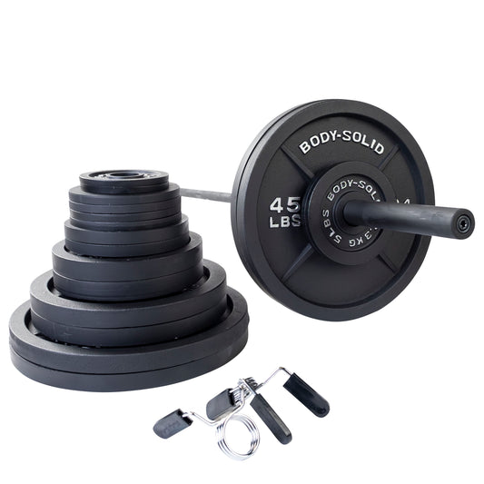 Body-Solid Cast Iron Plate & Barbell Set OSB