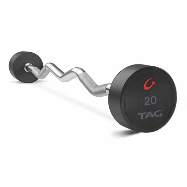 TAG Fitness Ultrathane Fixed Barbell w/ EZ Curl Handle